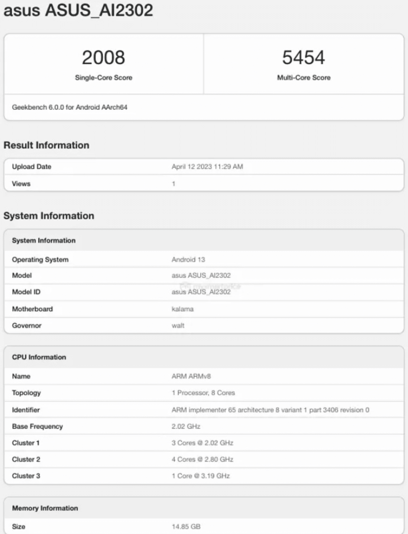 Asus Zenfone 10 spotted on Geekbench