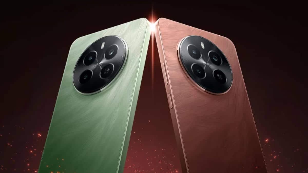 Realme P1 Pro green and copper color back design