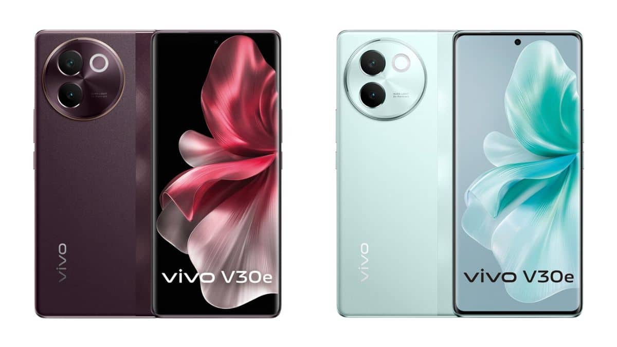 Vivo v30e Velvet Red and Silk Blue color options