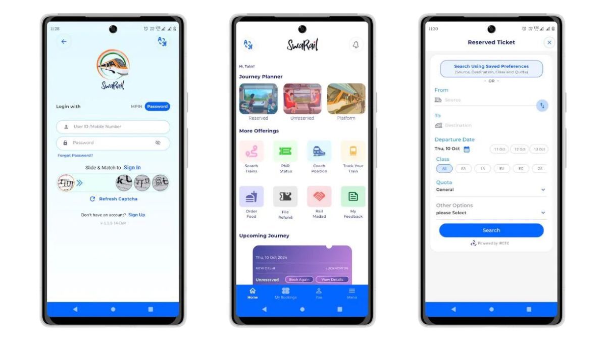 SwaRail app, Indian Railways super app, IRCTC new app, SwaRail ticket booking, SwaRail features, Indian Railways app launch, IRCTC services, railway ticket booking app, SwaRail beta testing, Indian Railways digital services