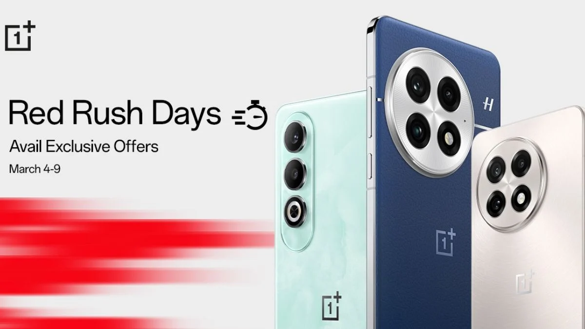 OnePlus Red Rush Days, OnePlus sale March 2025, OnePlus 13 discount, OnePlus 13R offer, Nord 4 price drop, OnePlus Watch 2 deal, OnePlus EMI offer. 